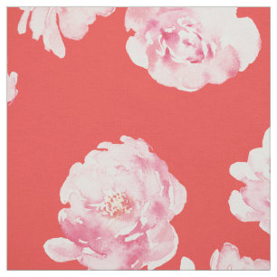 Elegantes rosafarbenes und rotes Blumenmuster Stoff