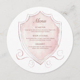 Elegantes rosafarbenes Wappen Menükarte