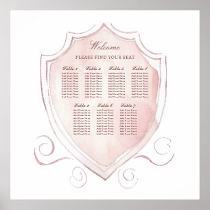 Elegantes rosafarbenes Wappen Sitzdiagramm Poster