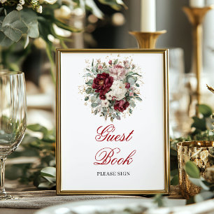 Elegantes Rosé-Burgunder-Gästebuch-Poster-Schild Poster