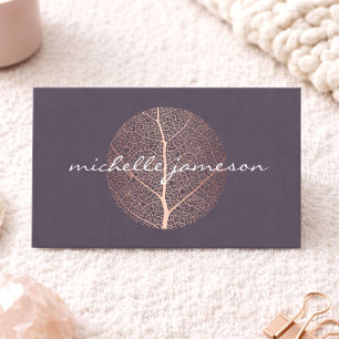 Elegantes Rose-Gold-Blatt-Logo Visitenkarte