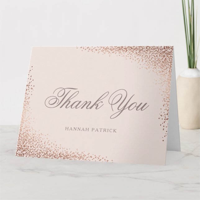 Elegantes Rose Gold Brautparty Dankeskarte (Vorderseite)