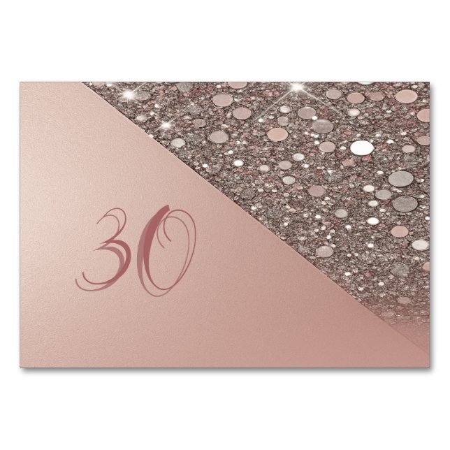 Elegantes Rose Gold Brautparty Tischnummer (Vorderseite)