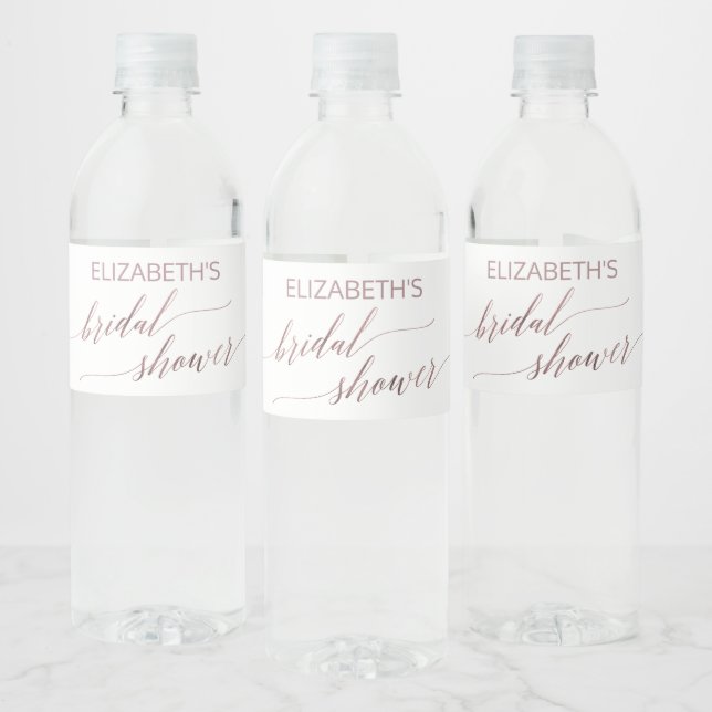 Elegantes Rose Gold Calligraphy Brautparty (Flaschen)