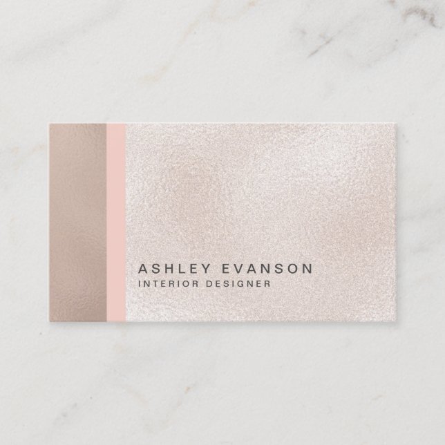 Elegantes Rose Gold Foil Print Colorblock Muster Visitenkarte (Vorderseite)