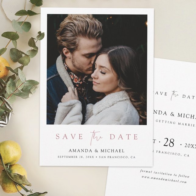 Elegantes Rose Gold Foto Save The Date (Von Creator hochgeladen)