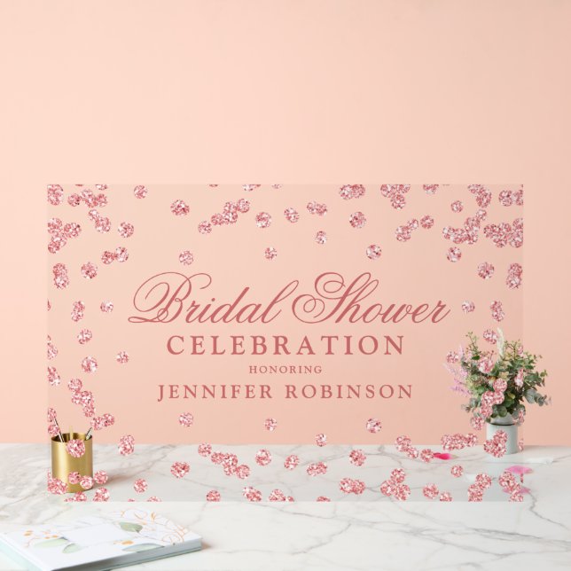 Elegantes Rose Gold Glitzer Brautparty Willkommen Acrylschild (Hochzeit)