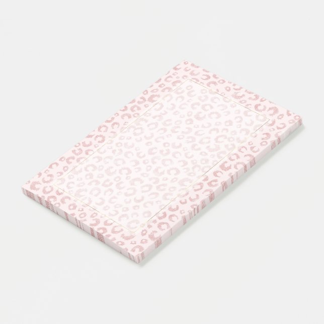 Elegantes Rose Gold Glitzer Leopard Muster Post-it Klebezettel (angewinkelt)