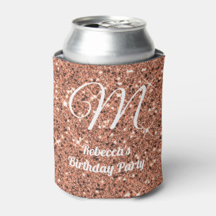 Elegantes Rose Gold Glitzer Monogram Gastgeschenk Dosenkühler