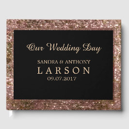 Elegantes Rose Gold Glitzer Wedding Gästebuch