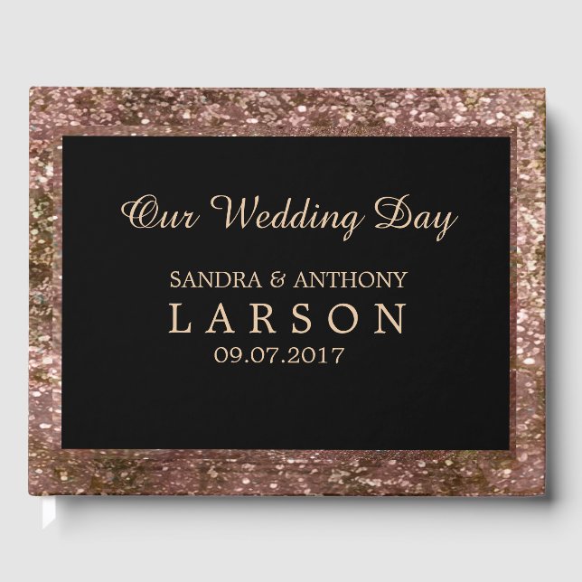 Elegantes Rose Gold Glitzer Wedding Gästebuch (Vorderseite)