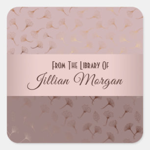 Elegantes Rose Gold Handgezeichnetes Buchzeichen Quadratischer Aufkleber