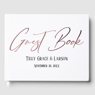 Elegantes Rose Gold Handwriting Einfaches Gästebuc Gästebuch