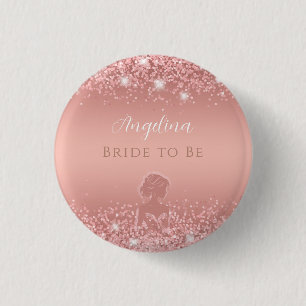 Elegantes Rose Gold Luxe Shimmer Brautparty Button