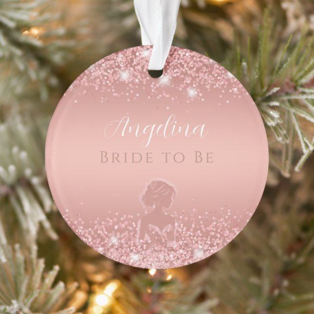 Elegantes Rose Gold Luxe Shimmer Brautparty Ornament (Baum)