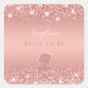 Elegantes Rose Gold Luxe Shimmer Brautparty Quadratischer Aufkleber