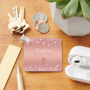 Elegantes Rose Gold Luxe Shimmer Brautparty Schlüsselanhänger