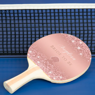 Elegantes Rose Gold Luxe Shimmer Brautparty Tischtennis Schläger