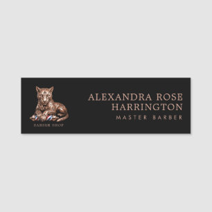 Elegantes Rose Gold Panther-Barbier-Shop-Logo-Pers Namensschild