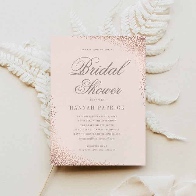 Elegantes Rose Gold Shimmer Rosa Brautparty Einladung (Von Creator hochgeladen)