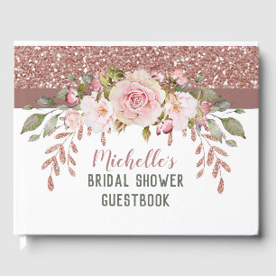 Elegantes Rose Gold Wasserfarben Brautparty Gästebuch