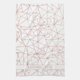 Elegantes Rose-Goldfolie Kupfer Geometrisches Poly Geschirrtuch