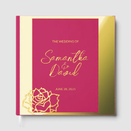 Elegantes Rose Red Wedding Foil Gästebuch