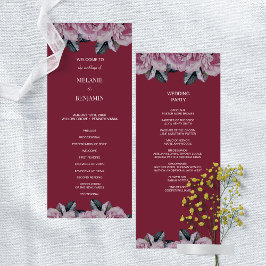 Elegantes Rose Rosa Romantisches Hochzeitsprogramm Einladung