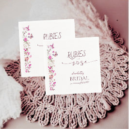 Elegantes Rose Ruby Wildblume Brautparty Serviette