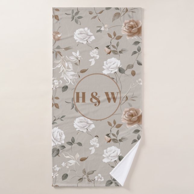 Elegantes Rose- und Weinmuster Badehandtuch (Badehandtuch)