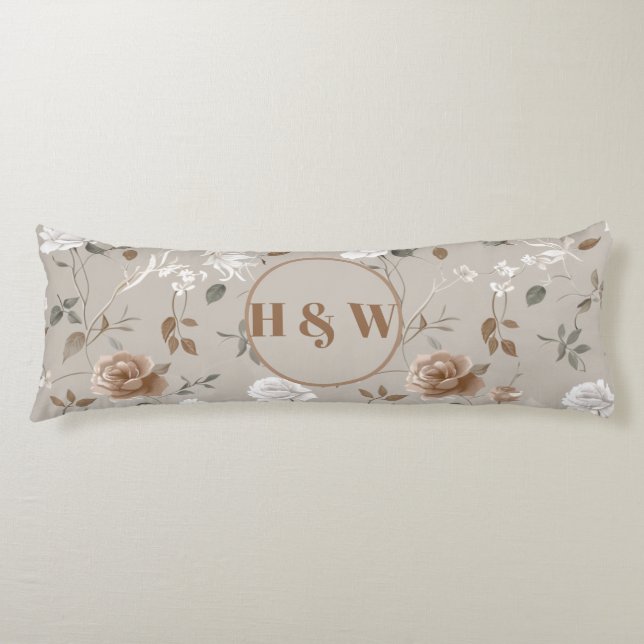 Elegantes Rose- und Weinmuster Seitenschläferkissen (Vorderseite)