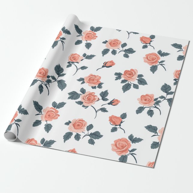 Elegantes Rose Wrapping Paper Geschenkpapier (Ungerollt)