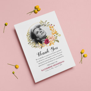 Elegantes Rose Wreath Foto Beileid Memorial Dankeskarte