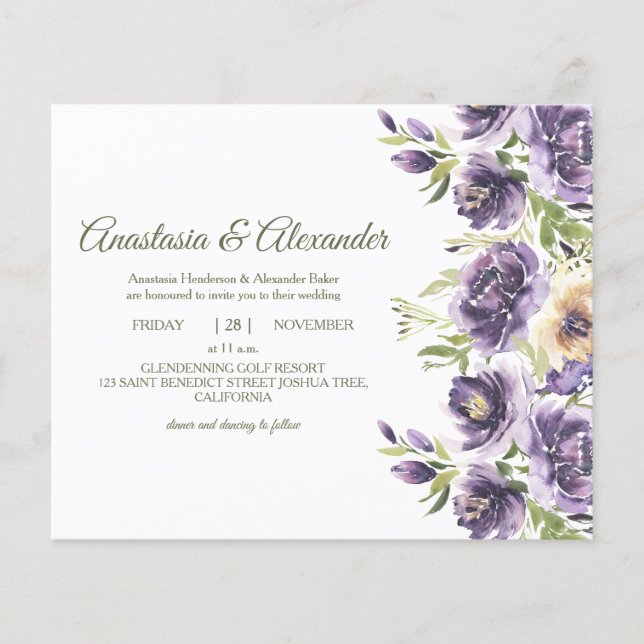 Elegantes RoseBudget Einladung zur Hochzeitsfeier. Flyer (Vorne)