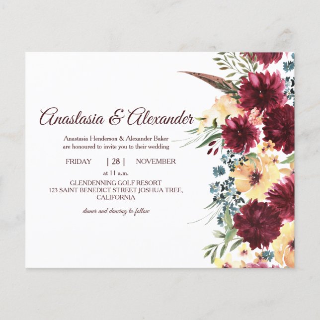 Elegantes RoseBudget Einladung zur Hochzeitsfeier. Flyer (Vorne)