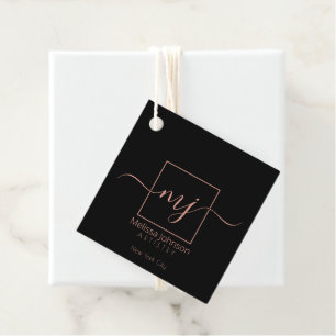 Elegantes Roségold auf Schwarz Geschenkanhänger