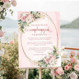 Elegantes Roségold-Blumen-Grün-Poster ohne Kabel Poster