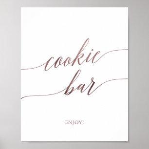 Elegantes Roségold-Calligraphy-Cookie-Bar-Schild Poster