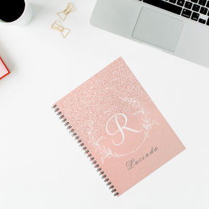 Elegantes Roségold-Glitter-Monogramm Notizblock
