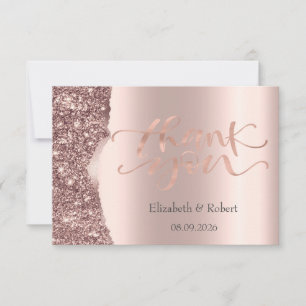 Elegantes Roségold-Glitter-Script  Dankeskarte