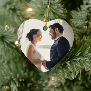 Elegantes Roségold-Herz Unser erstes Weihnachten Keramikornament