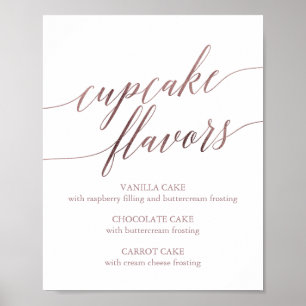Elegantes Roségold-Kalligrafie-Cupcake-Geschmackss Poster