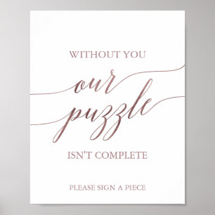 Elegantes Roségold-Kalligrafie-Puzzle-Gästebuch Poster