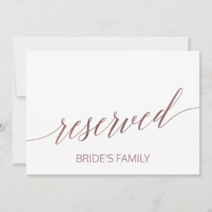 Elegantes Roségold-Kalligrafie-Reserviert-Schild Einladung