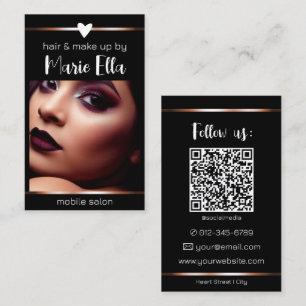 Elegantes Roségold-Linien-Foto-QR-Code-Vorlage Visitenkarte