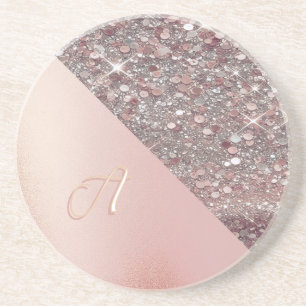 Elegantes Roségold-Monogramm Getränkeuntersetzer