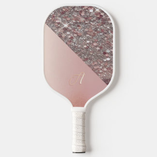 Elegantes Roségold-Monogramm Pickleball Schläger