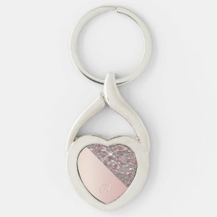 Elegantes Roségold-Monogramm-Schlüsselanhänger Schlüsselanhänger