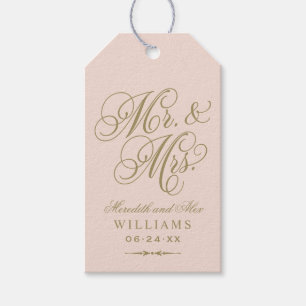 Elegantes Roségold Mr und Mrs Schriftzug Geschenk Geschenkanhänger