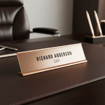 Elegantes Roségold Namens- und Titelschild
